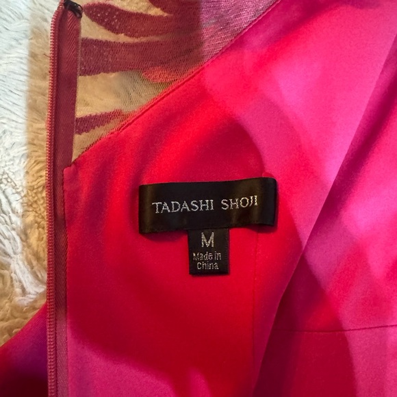 Tadashi Shoji Fuchsia Beaded Illusion Sheath Dress | Formal Cocktail | Size M - Picture 3 of 7